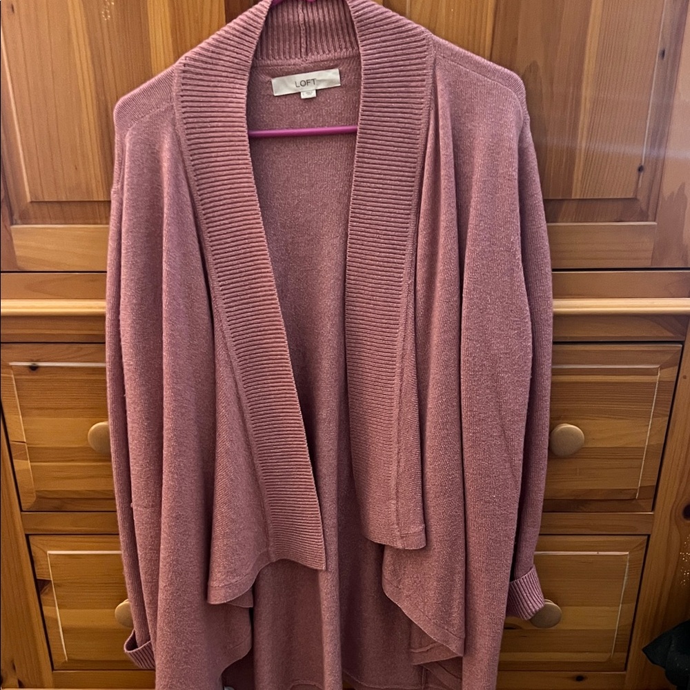 LOFT Women's Dusty Rose Open Cardigan